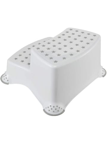 WellHome for Kids Hocker w kolorze biało-szarym ze schodkiem - 40 x 37 x 21 cm