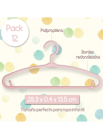 WellHome for Kids Wieszaki (12 szt.) w kolorze jasnoróżowym - 13,5 x 28,3 cm