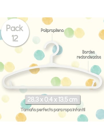 WellHome for Kids 12er-Set: Kleiderbügel in Weiß - (L)13,5 x (B)28,3 cm