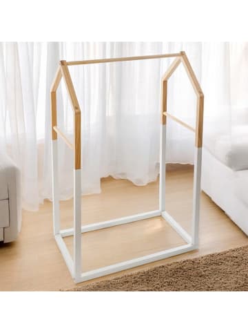 WellHome for Kids Wieszak stojący w kolorze biało-jasnobrązowym na ubrania - 60 x 99 x 37 cm