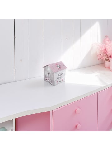 WellHome for Kids Szkatułka w kolorze biało-jasnoróżowym z pozytywką - 14,3 x 16 x 14,2 cm