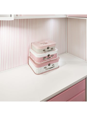 WellHome for Kids 3er-Set: Aufbewahrungskoffer in Rosa/ Creme