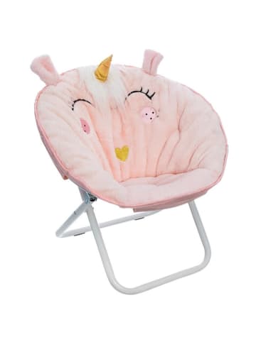 WellHome for Kids Fotel składany w kolorze jasnoróżowym - wys. 55 x Ø 50 cm