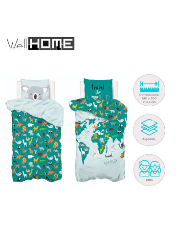 WellHome for Kids Komplet pościeli "Mapa" w kolorze zielonym