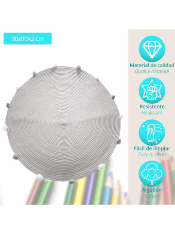 WellHome for Kids Kurzflor-Teppich in Weiß - Ø 90 cm