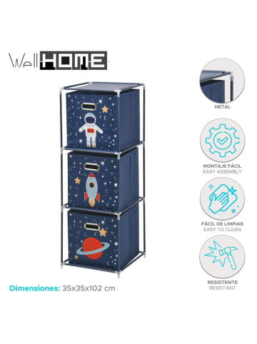 WellHome for Kids Aufbewahrungsregal in Dunkelblau - (B)35 x (H)102 x (T)35 cm