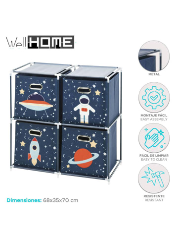 WellHome for Kids Regał w kolorze granatowym do przechowywania - 68 x 70 x 35 cm
