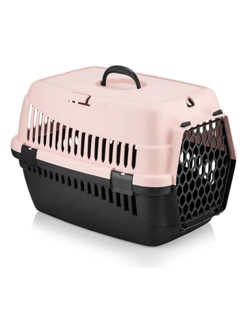 Paws&Whiskers Tiertransportbox in Schwarz/ Rosa - (B)68,5 x (H)56,5 x (T)40 cm