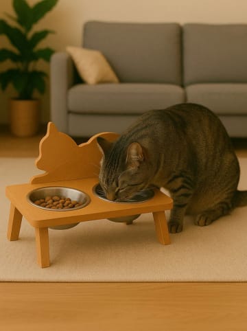 Paws&Whiskers 3tlg. Napfset in Hellbraun - (B)37 x (H)24 x (T)10 cm