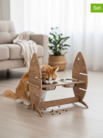 Paws&Whiskers 3tlg. Napfset in Hellbraun - (B)41 x (H)17 cm