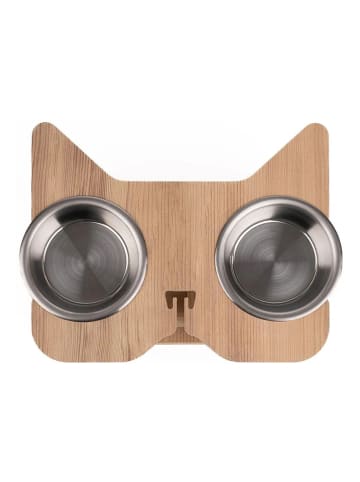 Paws&Whiskers 3-delige voerbakset lichtbruin - (B)32 x (H)8 x (D)25 cm