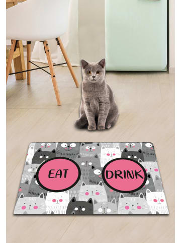 Paws&Whiskers Napfunterlage in Pink/ Grau - (L)40 x (B)60 cm