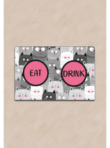 Paws&Whiskers Napfunterlage in Pink/ Grau - (L)40 x (B)60 cm