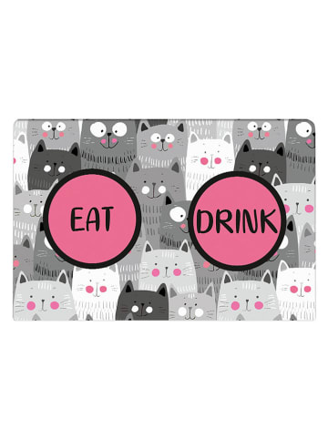 Paws&Whiskers Voerbakonderlegger roze/grijs - (L)40 x (B)60 cm