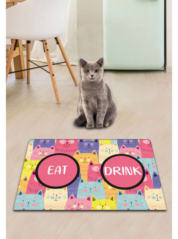 Paws&Whiskers Napfunterlage in Pink/ Bunt - (L)40 x (B)60 cm
