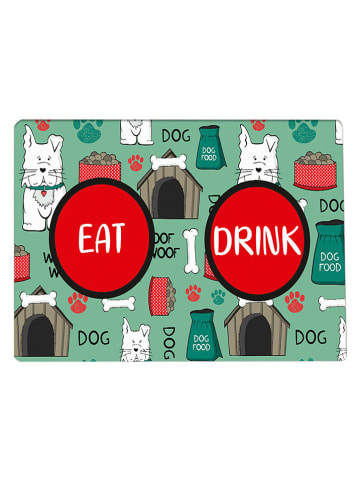 Paws&Whiskers Napfunterlage in Grün/ Rot - (L)40 x (B)60 cm