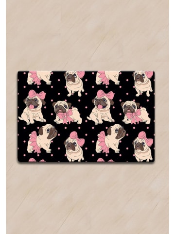 Paws&Whiskers Napfunterlage in Schwarz/ Rosa/ Beige - (L)40 x (B)60 cm