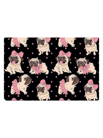 Paws&Whiskers Napfunterlage in Schwarz/ Rosa/ Beige - (L)40 x (B)60 cm
