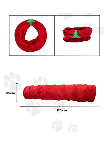 Paws&Whiskers Tunel w kolorze czerwonym dla kota - szer. 125 cm