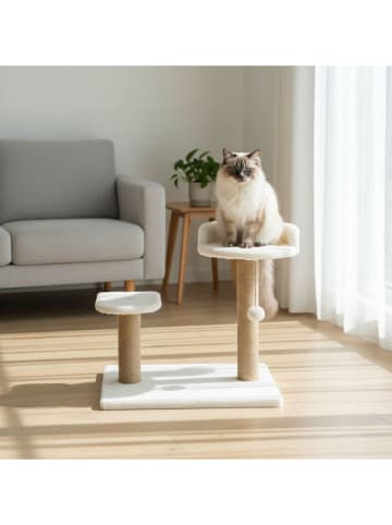 Paws&Whiskers Kratzbaum ''Tiana'' in Weiß - (B)50 x (H)46 x (T)35 cm