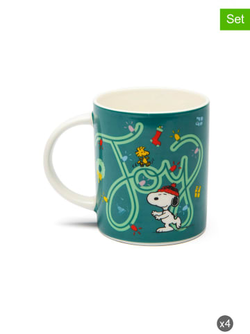 Trendy Kitchen by EXCÉLSA 4er-Set: Tassen "Peanuts Shiny" in Blau/ Grün - 300 ml