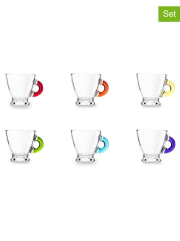 Trendy Kitchen by EXCÉLSA 6er-Set: Kaffeetassen "Limpido" in Transparent/ Bunt - 95 ml
