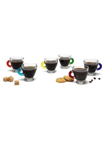 Trendy Kitchen by EXCÉLSA 6er-Set: Kaffeetassen "Limpido" in Transparent/ Bunt - 95 ml