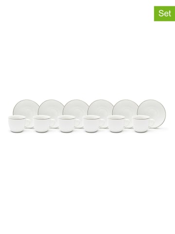 Trendy Kitchen by EXCÉLSA 6-delige set: koffiekoppen "Platinum" wit/zilverkleurig - 70 ml