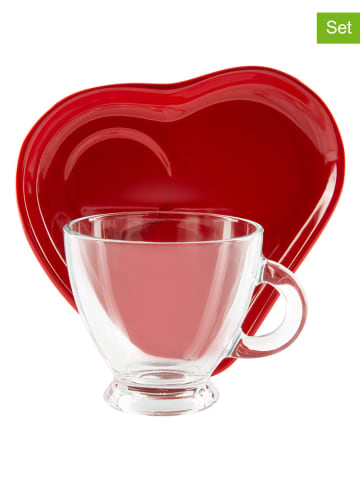 Trendy Kitchen by EXCÉLSA 2er-Set: Tassen in Rot/ Transparent