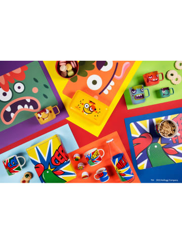 Trendy Kitchen by EXCÉLSA Kubek "The Moonster" w kolorze pomarańczowo-błękitnym do herbaty - 250 ml