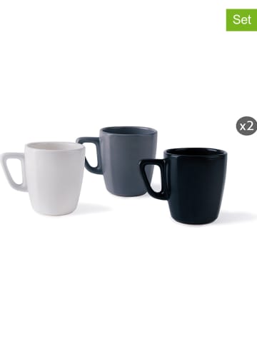 Trendy Kitchen by EXCÉLSA 6-delige set: koffiekoppen wit/grijs/zwart - 250 ml