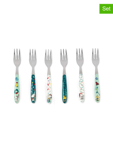 Trendy Kitchen by EXCÉLSA Widelczyki deserowe (6 szt.) w kolorze biało-zielonym - dł. 15 cm