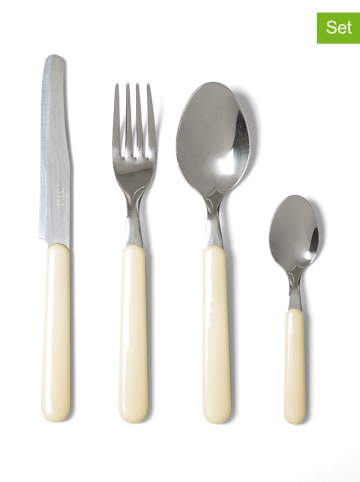 Trendy Kitchen by EXCÉLSA 24-częściowy zestaw sztućców "Fashion" w kolorze kremowym