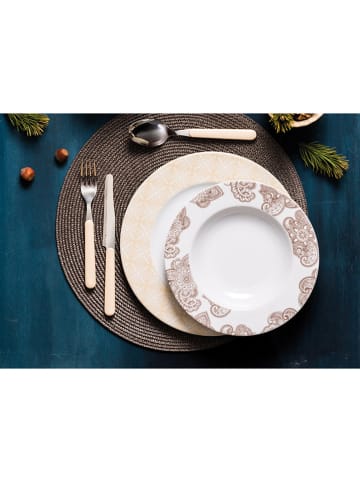 Trendy Kitchen by EXCÉLSA 24-częściowy zestaw sztućców "Fashion" w kolorze kremowym