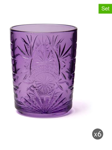Trendy Kitchen by EXCÉLSA Szklanki (6 szt.) "Color Tumbler" w kolorze fioletowym - 350 ml