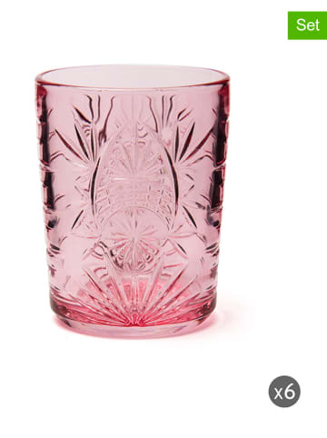 Trendy Kitchen by EXCÉLSA 6-delige set: glazen "Color Tumbler" lichtroze - 350 ml