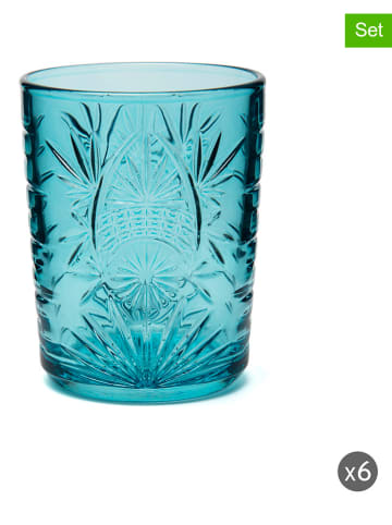 Trendy Kitchen by EXCÉLSA 6-delige set: glazen "Color Tumbler" lichtblauw - 350 ml