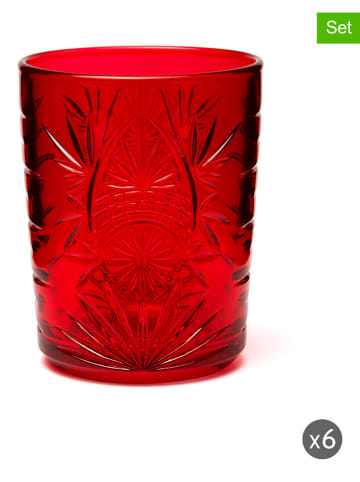 Trendy Kitchen by EXCÉLSA 6-delige set: glazen "Color Tumbler" rood - 350 ml