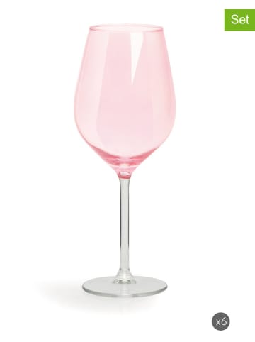 Trendy Kitchen by EXCÉLSA 6-delige set: wijnglazen "Color Wine" lichtroze - 500 ml