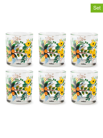 Trendy Kitchen by EXCÉLSA Szklanki (6 szt.) "Fiori Frida" w kolorze żółto-zielonym - 250 ml