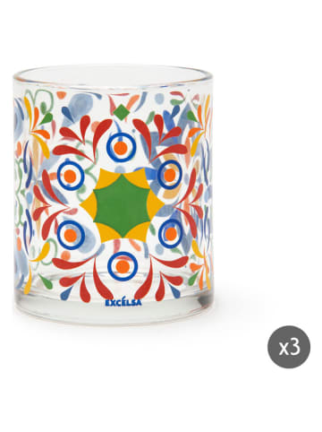 Trendy Kitchen by EXCÉLSA 3-delige set: glazen "Puebla" meerkleurig - 250 ml
