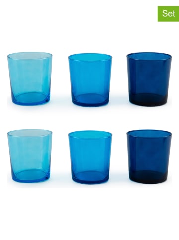 Trendy Kitchen by EXCÉLSA 6-delige set: glazen "Manhattan" blauw - 350 ml