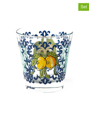 Trendy Kitchen by EXCÉLSA Szklanki (6 szt.) w kolorze niebiesko-żółtym - 250 ml