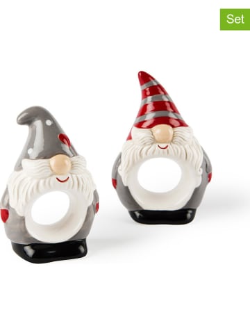 Trendy Kitchen by EXCÉLSA 6-delige set: servetringen grijs/rood/wit