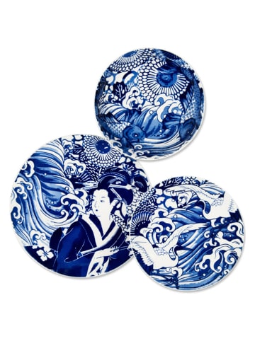 Trendy Kitchen by EXCÉLSA 18-częściowy zestaw talerzy "Kon" w kolorze niebieskim