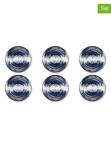 Trendy Kitchen by EXCÉLSA 6-delige set: onderborden "Ermes" donkerblauw/wit - Ø 33 cm