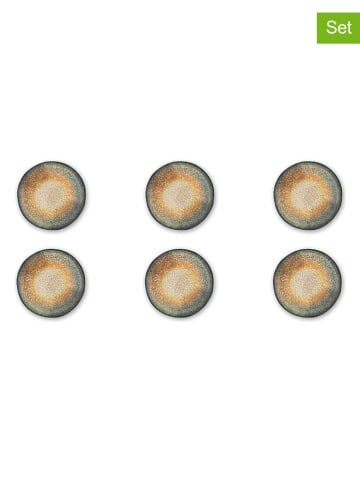 Trendy Kitchen by EXCÉLSA Talerze głębokie (6 szt.) "Efesto" w kolorze morsko-musztardowym - Ø 21 cm