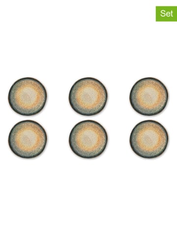 Trendy Kitchen by EXCÉLSA 6er-Set: Speiseteller "Efesto" in Petrol/ Ocker - Ø 26 cm