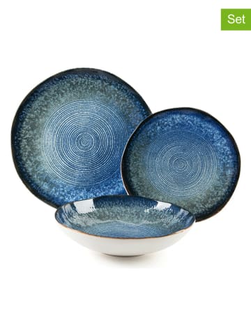 Trendy Kitchen by EXCÉLSA 12-delig tafelservies "Poseidone" blauw