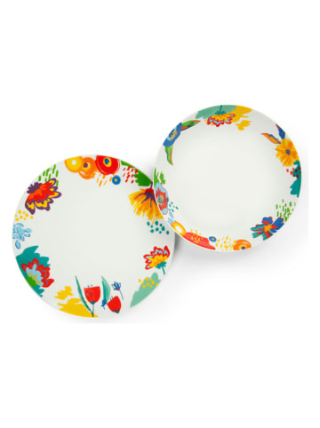 Trendy Kitchen by EXCÉLSA 12-częściowy zestaw talerzy "Saint Tropez" w kolorze biało-czerwono-żółtym